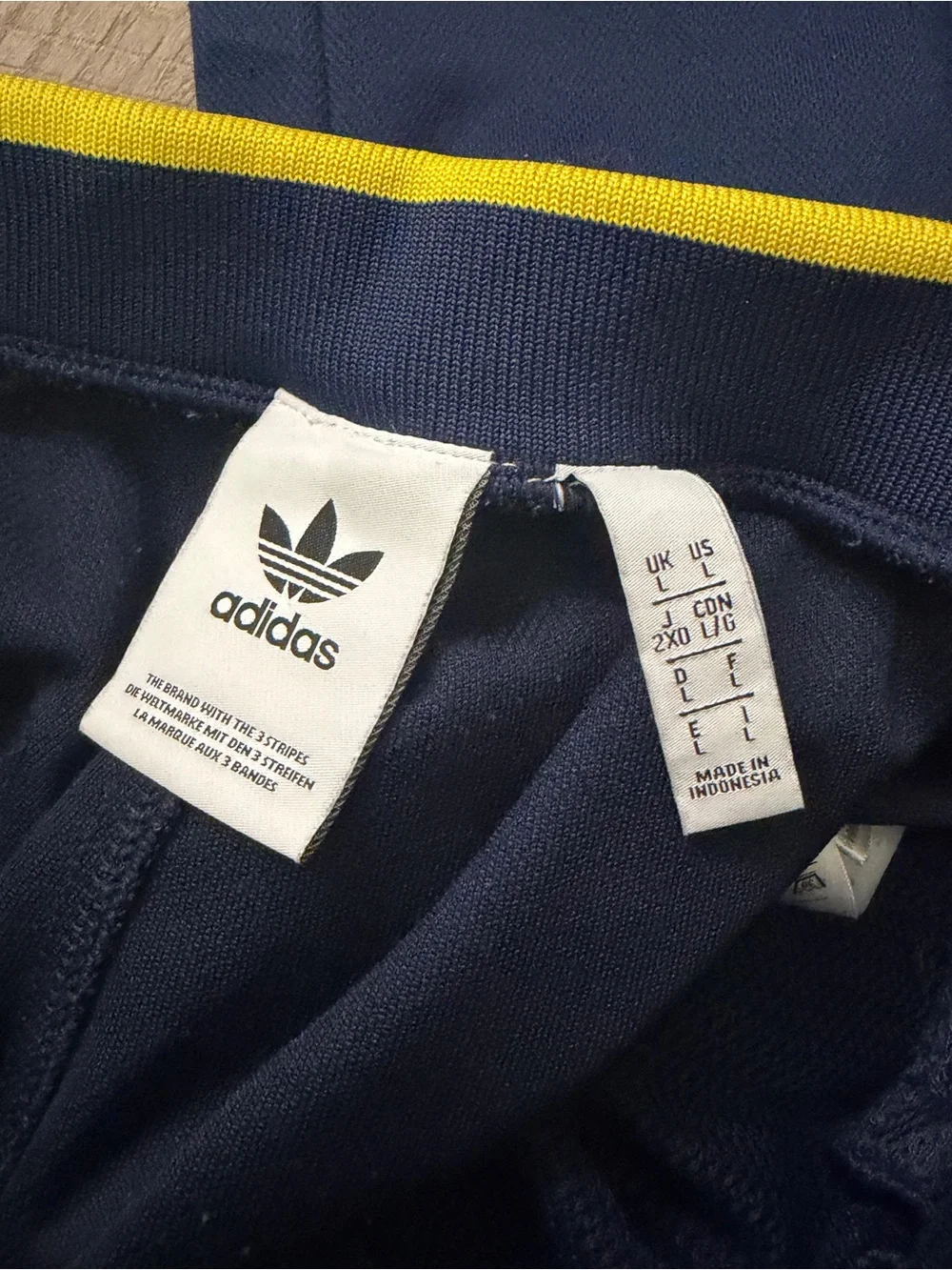 adidas Navy Joggers with Yellow Piping